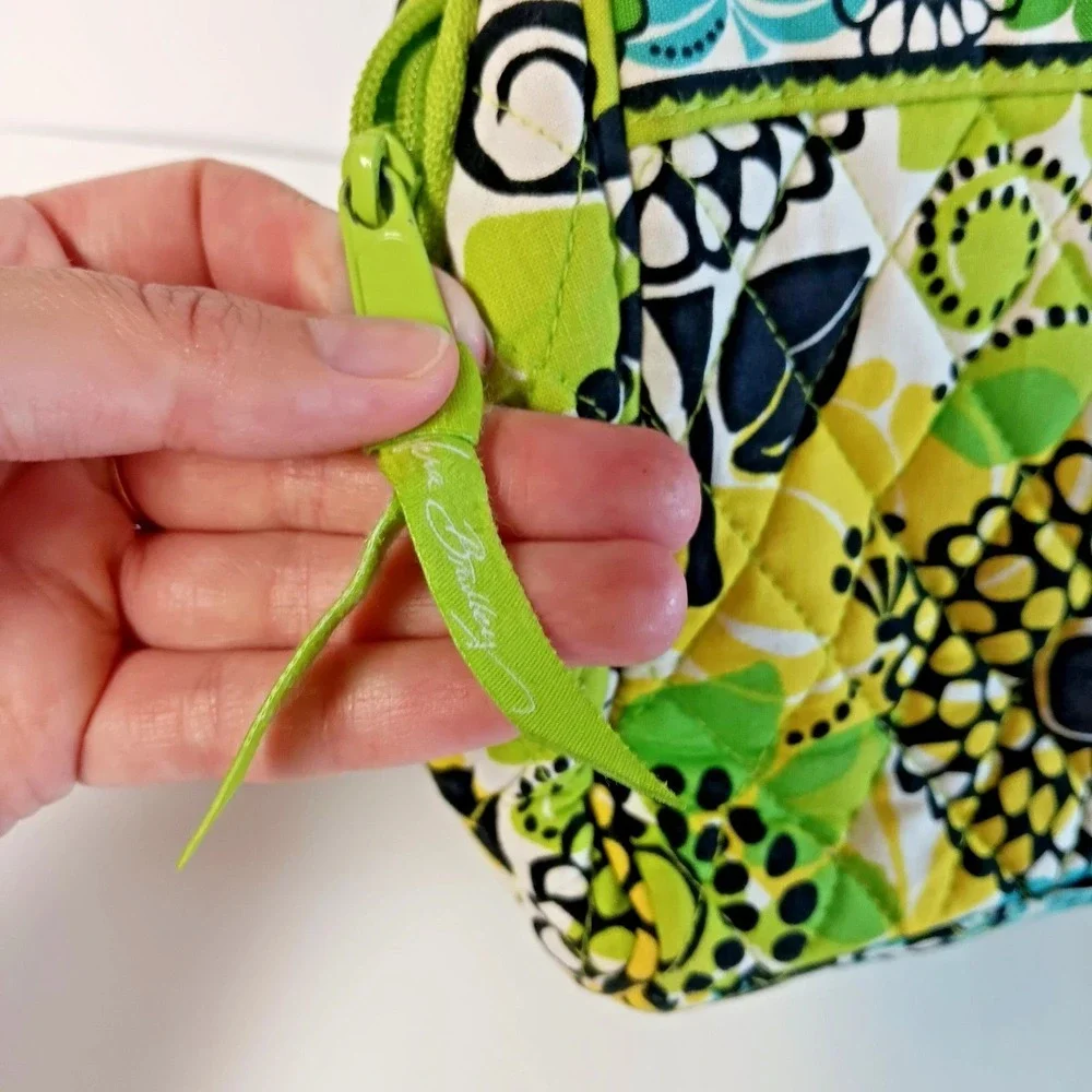 Vera Bradley Frame Bag Satchel Lime's Up Retired Floral Quilted Green Blue